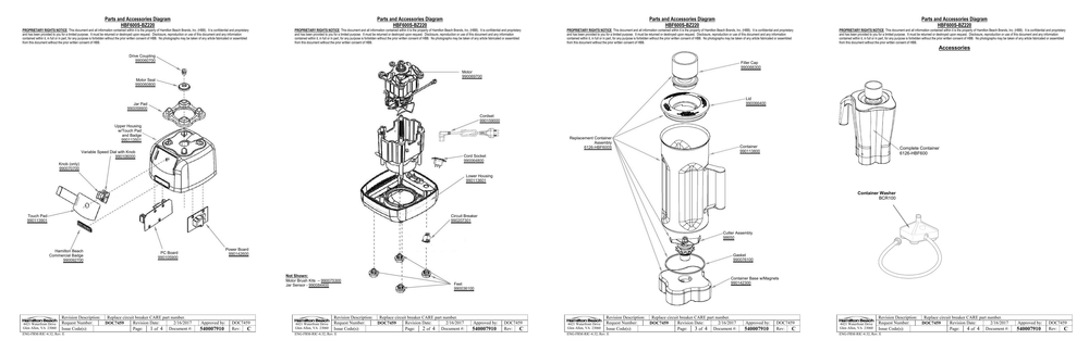 Diagram Diagram and Parts List for HBF600S-BZ220  Hamilton Beach Blender